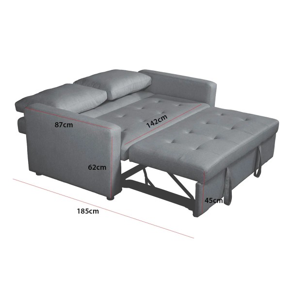 SOFÁ-CAMA ESTOFADO CINZA TOKIO