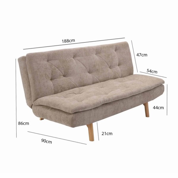 SOFÁ CAMA EM TECIDO AREIA VELMA