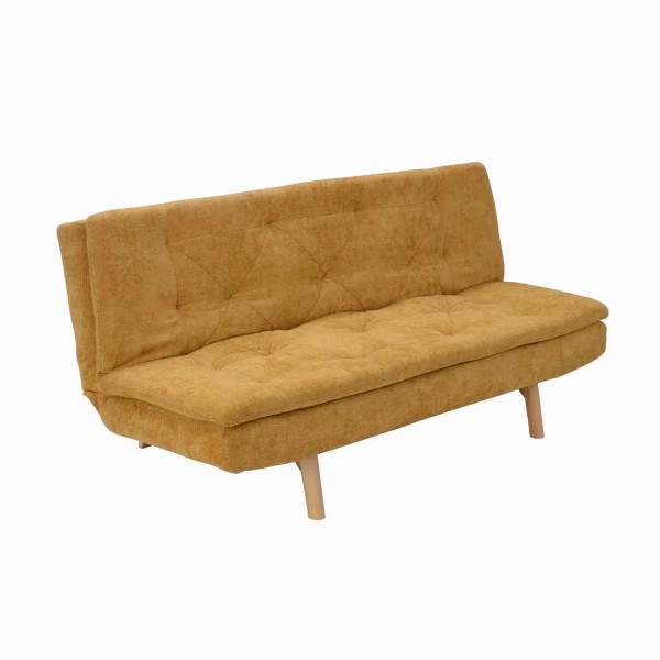 SOFÁ CAMA EM TECIDO MOSTARDA VELMA