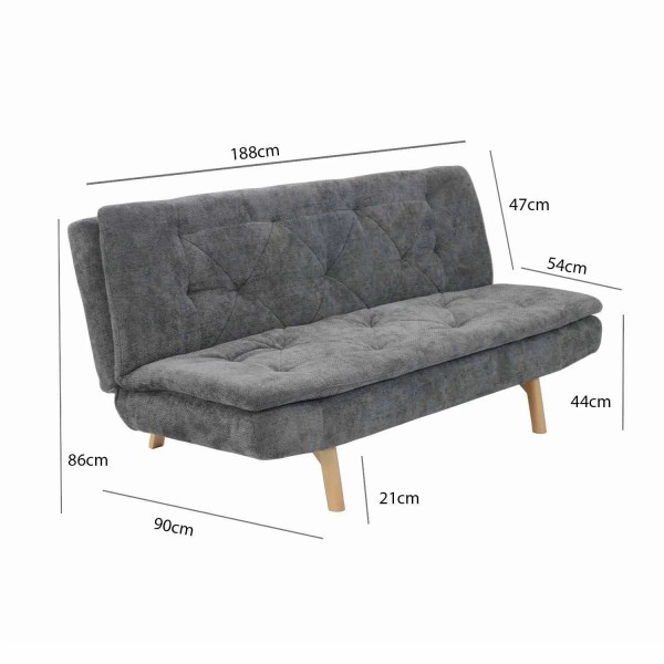 SOFÁ CAMA EM TECIDO CINZENTO MARENGO VELMA