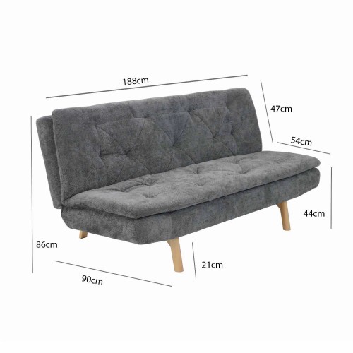 SOFÁ CAMA EM TECIDO CINZENTO MARENGO VELMA