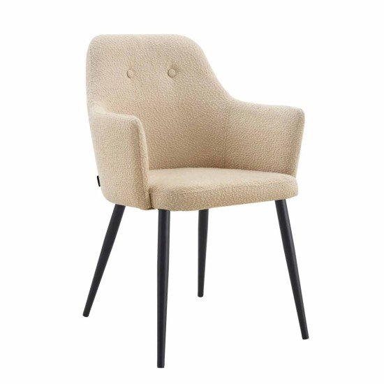 POLTRONA GUNNAR TECIDO AREIA PÉS PRETOS