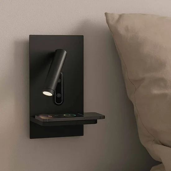 APLIQUE LED 10W 3000–6000K TÁTIL PRETO COM CARREGAMENTO SEM FIOS MILO