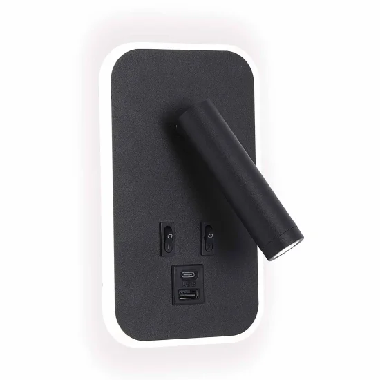 APLIQUE DE PAREDE LED 10W 3000–6000K USB PRETO ORBIA 2