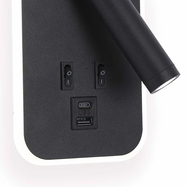 APLIQUE DE PAREDE LED 10W 3000–6000K USB PRETO ORBIA