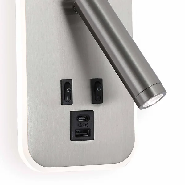 APPLIQUE DA PARETE LED 10W 3000–6000K USB NICHEL ORBIA