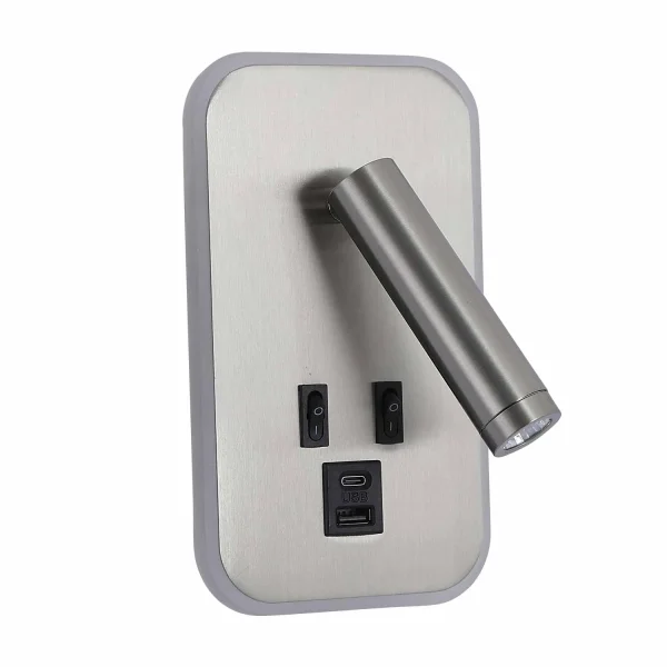 APPLIQUE DA PARETE LED 10W 3000–6000K USB NICHEL ORBIA