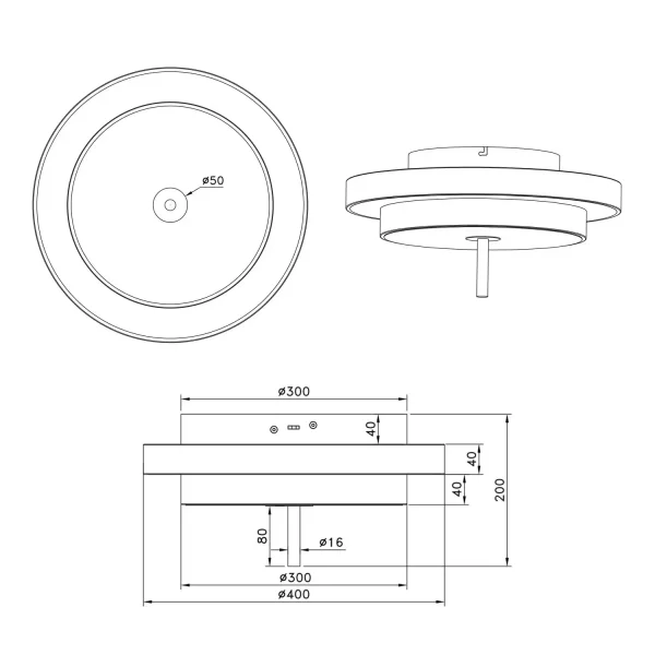 PLAFONIER LED 34,5W REGULÁVEL 2300-3000-4000K CINZA QUENTE ELIX