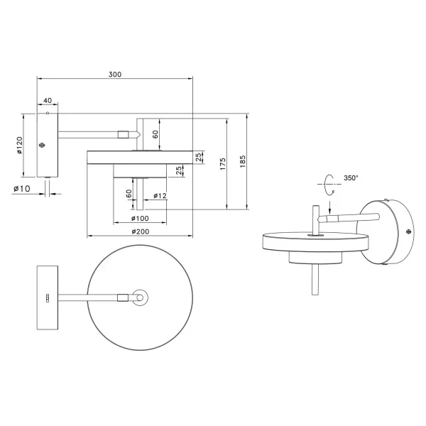APLIQUE DE PAREDE LED 10W REGULÁVEL 2300-3000-4000K PRETO DOURADO ELIX