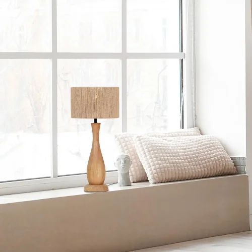 CANDEEIRO DE MESA MADEIRA NATURAL/JUTA E27 TAIS