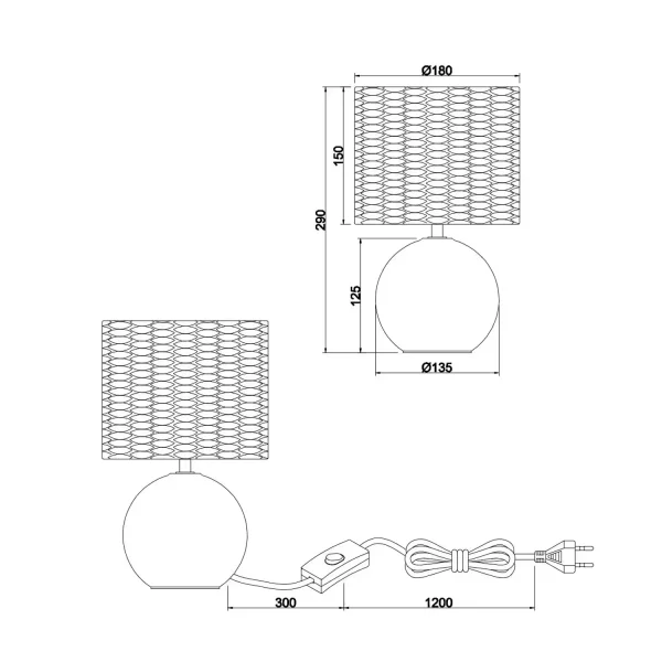 CANDEEIRO DE MESA CERÂMICA ABAT-JOUR ALGAS MARINHAS 29CM PADINA