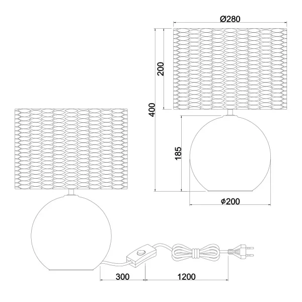 CANDEEIRO DE MESA CERÂMICA ABAT-JOUR ALGAS MARINHAS 40CM PADINA