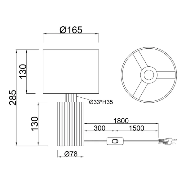 CANDEEIRO DE MESA EM PAPPE NATURAL 28,5CM NEXA