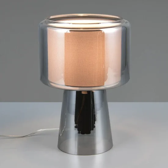 CANDEEIRO DE MESA EM VIDRO AÇO CROMADO ISEN