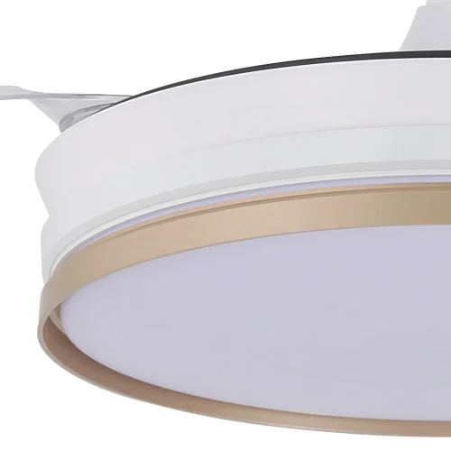 VENTOINHA DE TETO LED 40W REGULÁVEL COM PÁS RETRÁTEIS BRANCO/OURO AURELIO