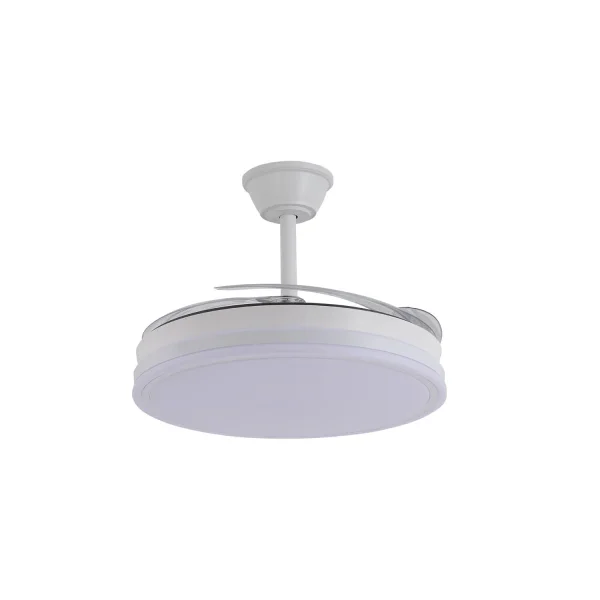 VENTILADOR DE TETO LED 55W REGULÁVEL COM PÁS RETRÁTEIS BRANCO DARIEL