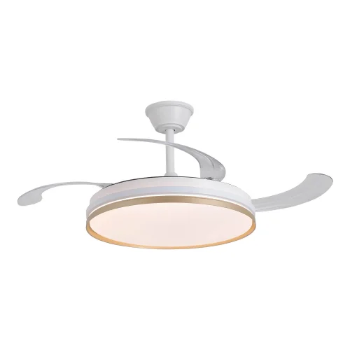 VENTILADOR DE TETO LED 55W REGULÁVEL COM PÁS RETRÁTEIS BRANCO/OURO AURELIO