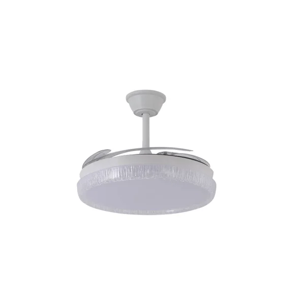 VENTILADOR DE TETO LED 55W REGULÁVEL COM PÁS RETRÁTEIS BRANCO NERIO