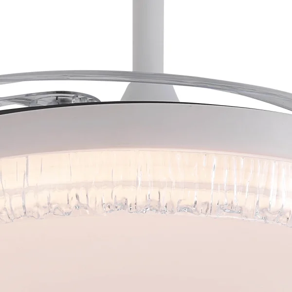 VENTILADOR DE TETO LED 55W REGULÁVEL COM PÁS RETRÁTEIS BRANCO NERIO