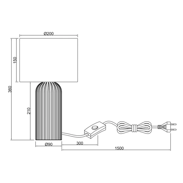 CANDEEIRO DE MESA EM CERÂMICA MOKKA E27 36CM THALEN