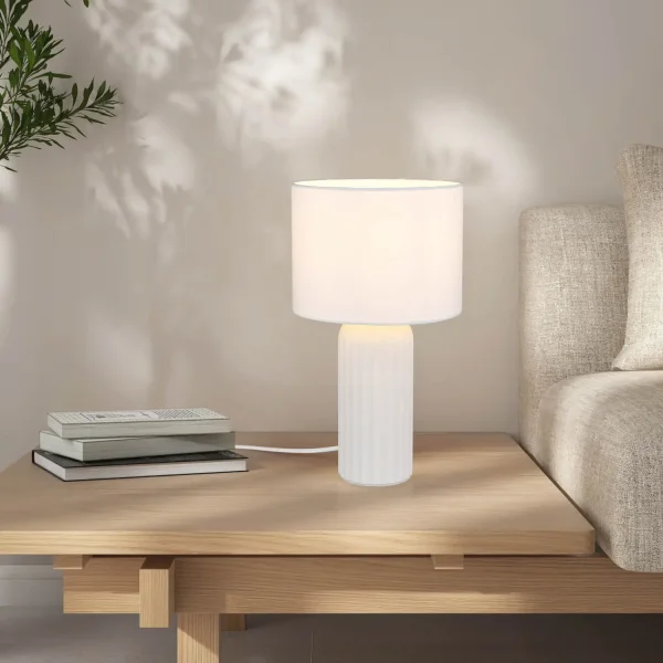 CANDEEIRO DE MESA EM CERÂMICA BRANCA E27 36CM THALEN