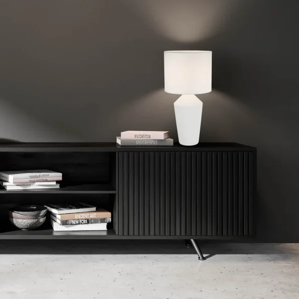 CANDEEIRO DE MESA EM CERÂMICA BRANCA 52 CM BASILEA