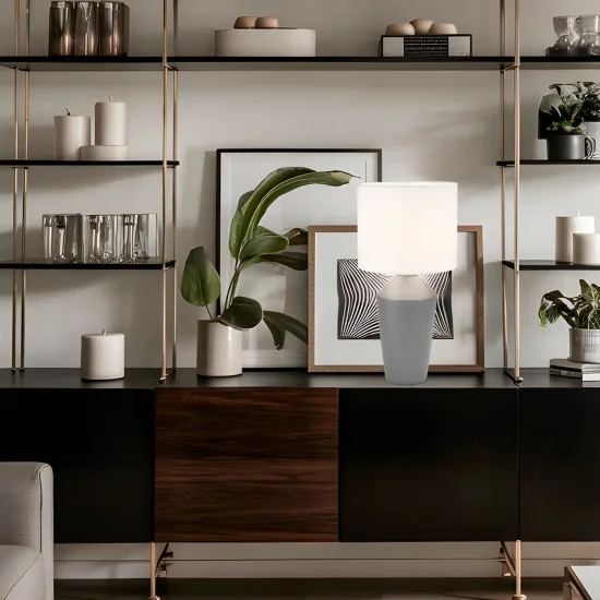 CANDEEIRO DE MESA EM CERÂMICA CINZENTA 52 CM BASILEA 2