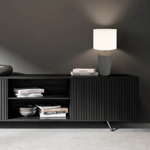 CANDEEIRO DE MESA EM CERÂMICA CASTANHO 52 CM BASILEA