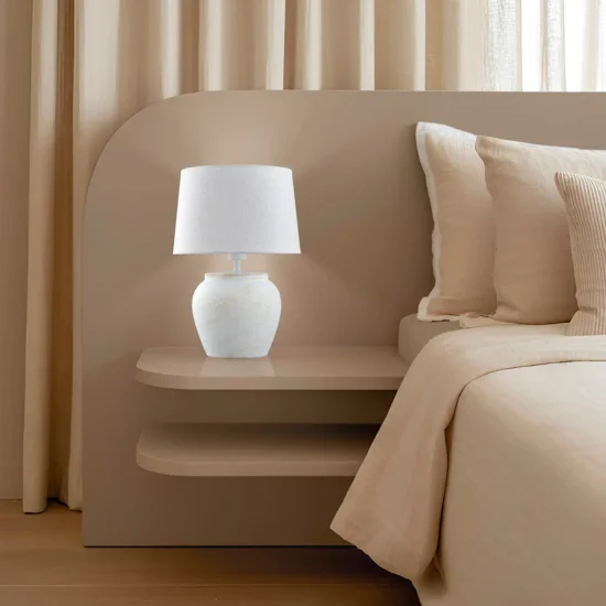 CANDEEIRO DE MESA EM CERÂMICA BRANCA E27 AYLA 2