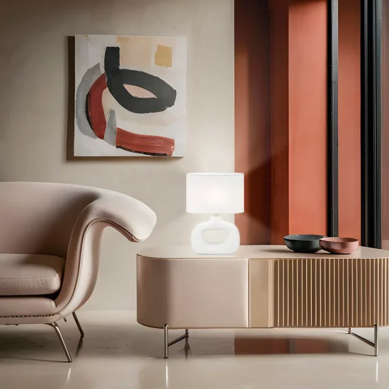 CANDEEIRO DE MESA CERÂMICA BRANCA E14 MALDEN 2