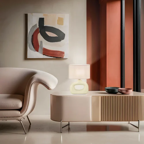 CANDEEIRO DE MESA CERÂMICA BAUNILHA E14 MALDEN