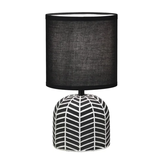 CANDEEIRO DE MESA EM CERÂMICA PRETO/BRANCO E14 ELTONIA