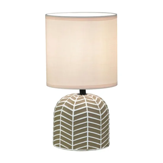 CANDEEIRO DE MESA EM CERÂMICA CASTANHO/BRANCO E14 ELTONIA