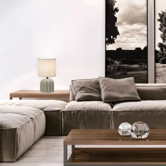 CANDEEIRO DE MESA EM CERÂMICA CASTANHO/BRANCO E14 ELTONIA 2