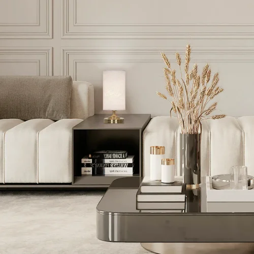 CANDEEIRO DE MESA EM METAL BRONZE ENVELHECIDO E14 TRIELLA