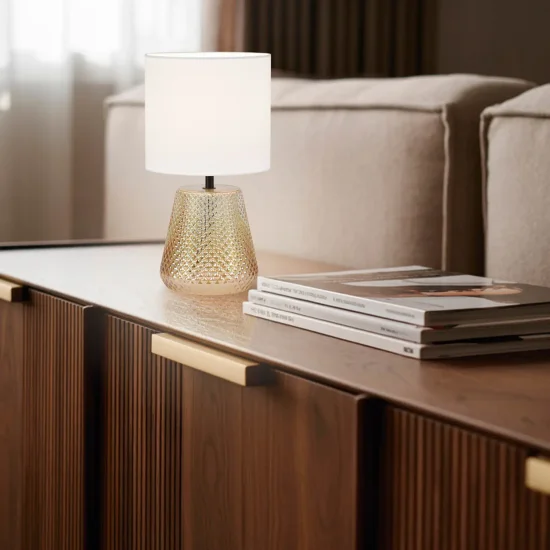 CANDEEIRO DE MESA EM VIDRO ÂMBAR E27 DEKI 2