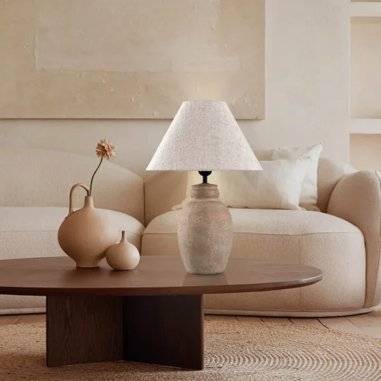 CANDEEIRO DE MESA CERÂMICA CASTANHO PEDRA E27 METOK