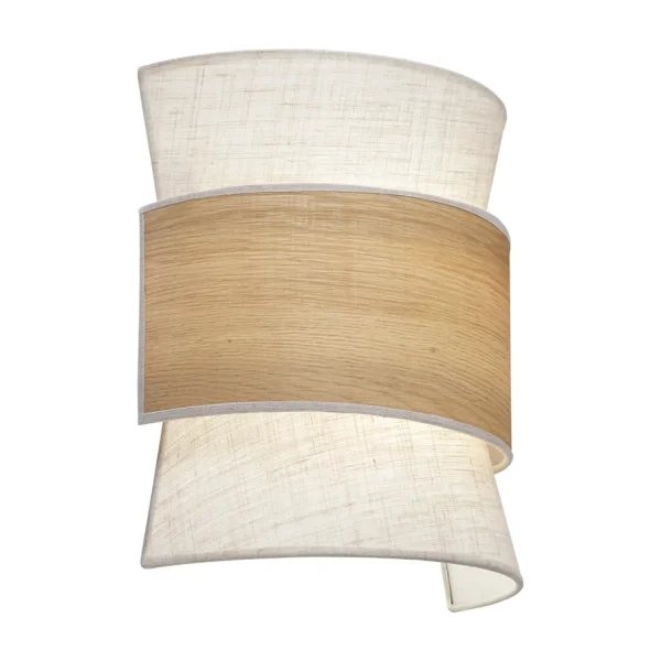 APLIQUE DE PAREDE 2 LUZES LINHO TORRADO / MADEIRA E27 LUNETH