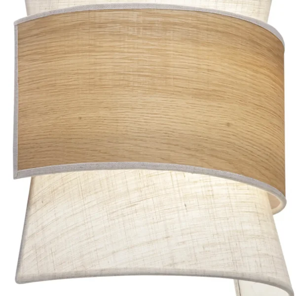 APLIQUE DE PAREDE 2 LUZES LINHO TORRADO / MADEIRA E27 LUNETH