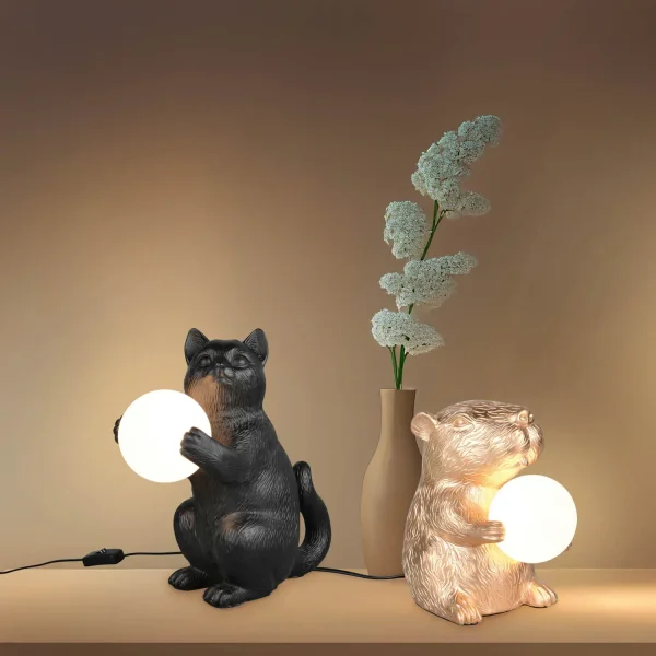CANDEEIRO DE MESA GATO PRETO G9 EM POLIRESINA