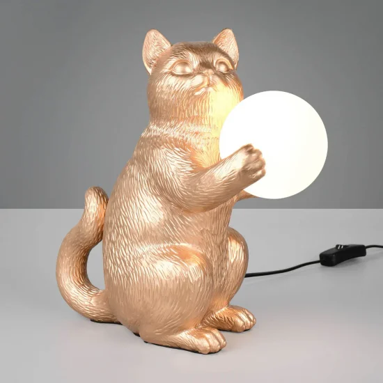 CANDEEIRO DE MESA GATO DOURADO G9 EM POLIRRESINA 2