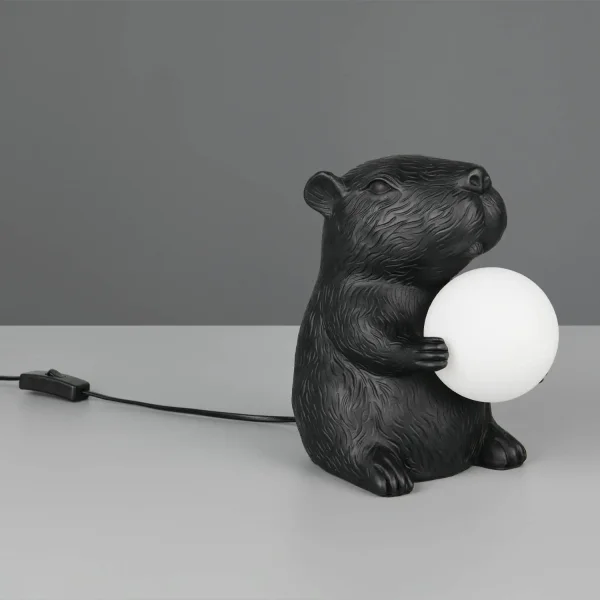 CANDEEIRO DE MESA CAPIVARA PRETO G9 EM POLIRRESINA
