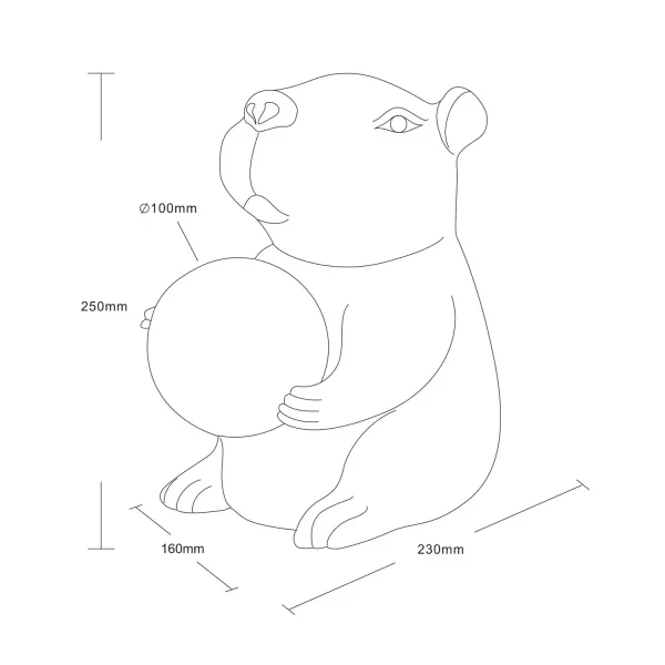CANDEEIRO DE MESA CAPIVARA PRETO G9 EM POLIRRESINA