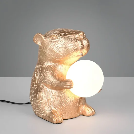 CANDEEIRO DE MESA CAPIVARA DOURADA G9 EM POLIRESINA 2
