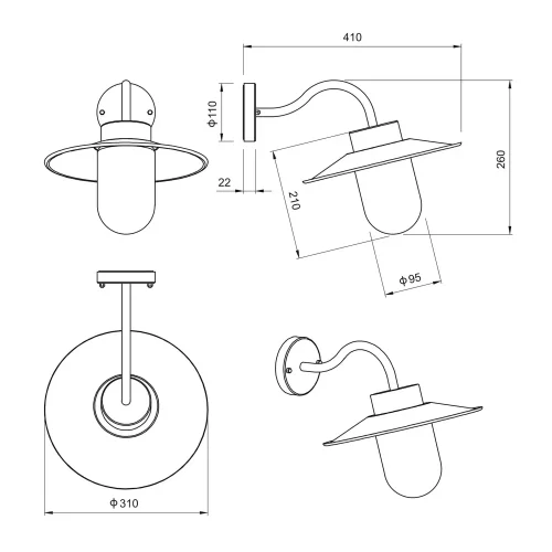 APLIQUE EXTERIOR E27 METAL ZINCO IP44 NERINE