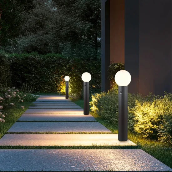 BALIZA EXTERIOR E27 COM SENSOR ALUMÍNIO ANTRACITE IP44 80CM LAUREL