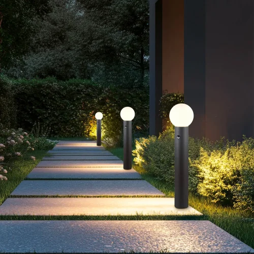 BALIZA EXTERIOR E27 COM SENSOR ALUMÍNIO ANTRACITE IP44 80CM LAUREL