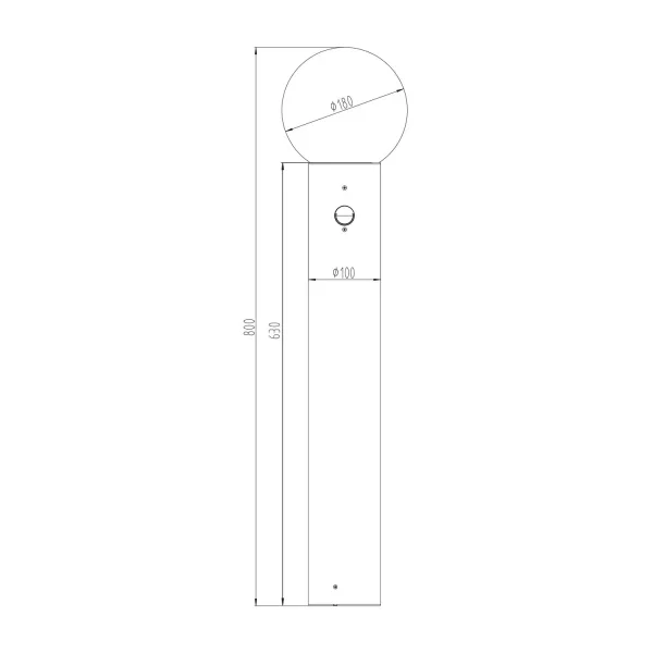 BALIZA EXTERIOR E27 COM SENSOR ALUMÍNIO ANTRACITE IP44 80CM LAUREL