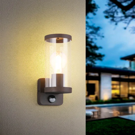 APLIQUE EXTERIOR E27 COM SENSOR ALUMÍNIO OXIDO IP44 DANDELION