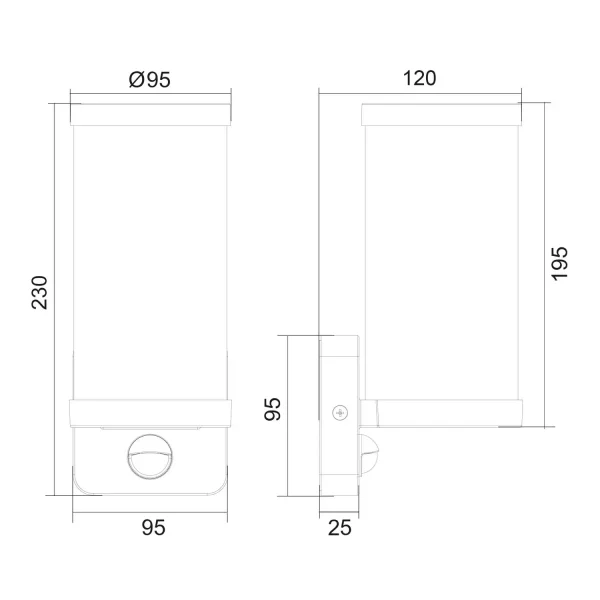 APLIQUE EXTERIOR E27 COM SENSOR ALUMÍNIO BRANCO IP44 DANDELION